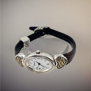 Brighton Glasgow watch with reversible leather band  two-tone accentsNew Battery